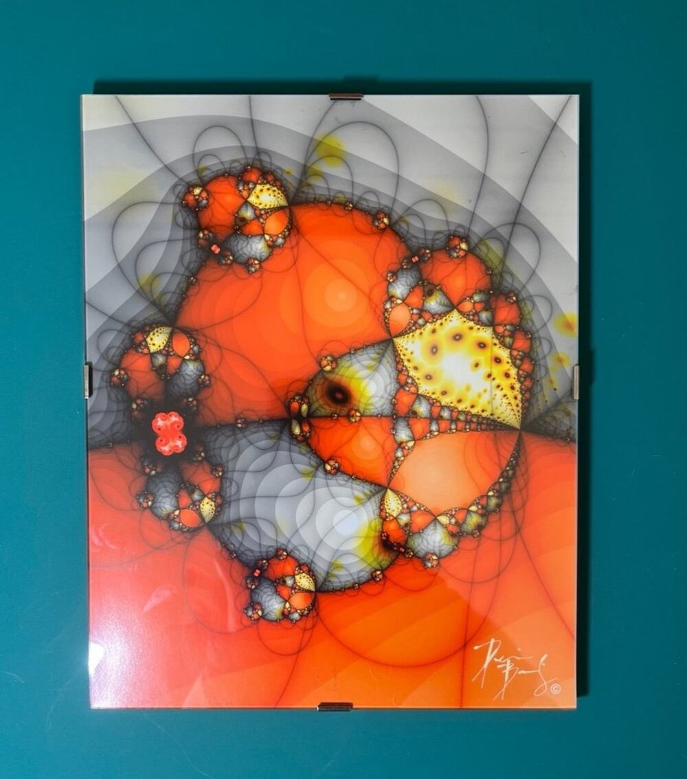 1990s Fractal Art Print Framed Ready To Hang Dennis Brady Studios